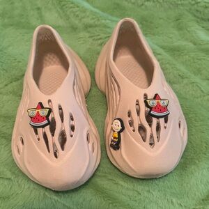 Kids Beige Slip-On Shoes with Fun Charms